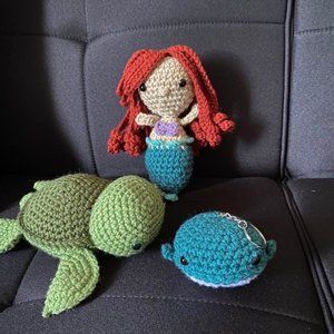Crochet set Mermaid .Turtle,Whale